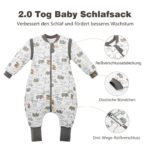 MIKAFEN Baby Schlafsack 2,0 Tog mit Füssen – 100% Baumwolle, abnehmbare Ärmel für 18-36 Monate – Bild 3
