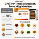 oiyocemo Dörrautomat mit 12 Edelstahl-Einschüben – 1000 W Dörrgerät mit Temperaturregelung – Bild 5