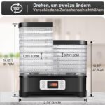 Nictemaw Dörrautomat 400 W mit 8 Tabletts – Temperaturregler 35–70°C für Obst, Gemüse & Fleisch – Bild 3
