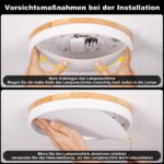 Vikaey LED-Deckenleuchte Schwarz Ø30 cm, 24W, 4000K – Moderne Holz-Metall-Lampe – Bild 8