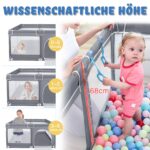 UISEBRT Baby-Laufstall 127x127cm mit Stahlrahmen – Sicherer Laufgitter mit Atmungsaktivem Netz – Bild 5