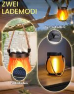 OKESYO Solar Laterne mit Flammeneffekt – 2er Set Campinglampe für Garten & Terrasse – Bild 5