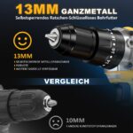 SundpeyPRO 21V Akku-Schlagbohrschrauber mit Bürstenlosem Motor – 120Nm & 35-tlg. Zubehör – Bild 8
