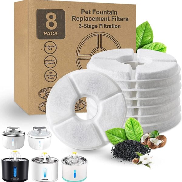 Parner Ersatzfilter für Katzenbrunnen – 3-Stufen-Filtration für sauberes Trinkwasser (12er-Pack)