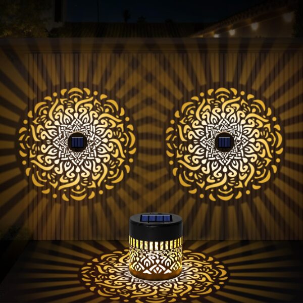 AOOTE 2er Set Solarleuchten mit Mandala-Design – IP65 Gartenleuchte warmgelb