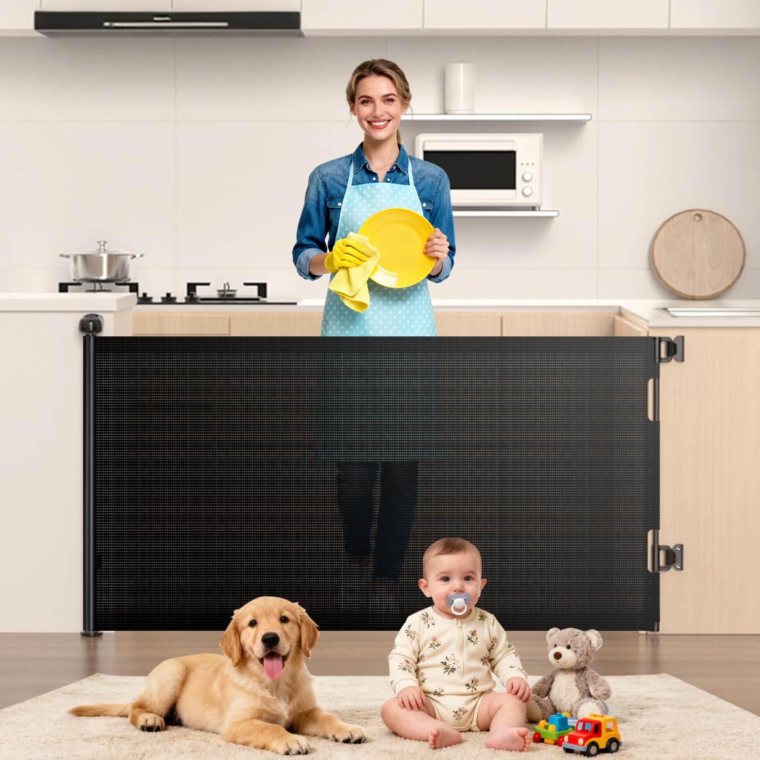 Nalezuns Treppenschutzgitter ausziehbar 0–180 cm – Sicherheitsgitter für Baby & Haustiere