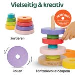 Merle Toys® Holz-Stapelturm mit 8 Ringen – Montessori Spielzeug ab 1 Jahr – Bild 4