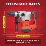 Hecht Bohrhammer 1500 W mit 6 J & SDS Plus – Profiwerkzeug für Beton & Stein – Bild 9