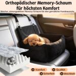 Bindokun Hundeautositz für kleine Hunde bis 9 kg – Memory-Schaum Booster mit Sicherheitsgurten – Bild 4