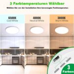 MGEELED 2er Set LED Deckenleuchte Ø30cm 20W – 3 Farbtemperaturen, IP44 Wasserfest – Bild 3