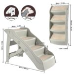 Froadp Klappbare Hundetreppe 4 Stufen – Stabile Haustiertreppe für Sofa & Auto (Grau) – Bild 2