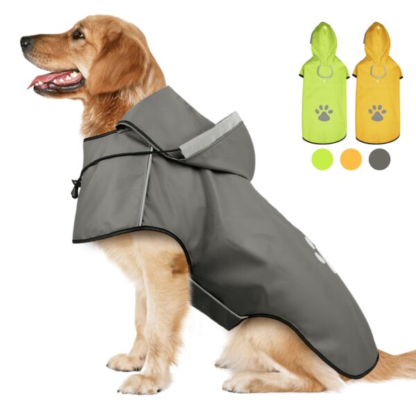 Hunderegenmantel XL wasserdicht mit Kapuze & Reflektoren – Regenschutz für Hunde