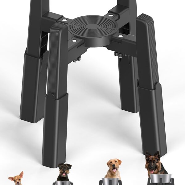 JUNSPOW Hundenapfständer mit verstellbarer Höhe & Breite – ergonomisch für mittlere & grosse Haustiere