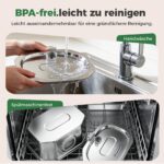 APAUK Katzenbrunnen Edelstahl 3.2L – Ultraleiser Trinkbrunnen mit LED & Filtration – Bild 8
