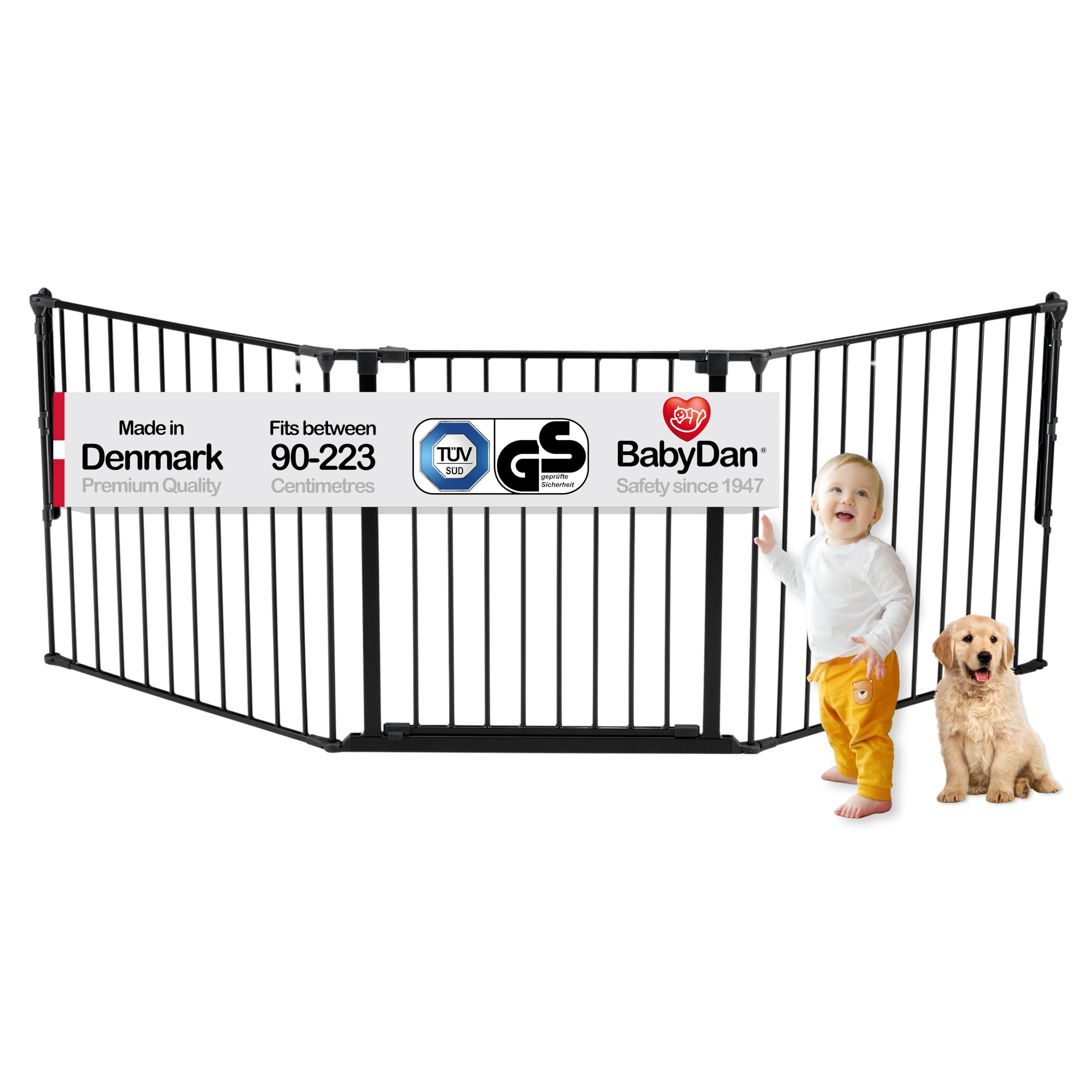 BabyDan Flex L Schutzgitter 90-223 cm – Treppenschutzgitter & Raumteiler, Schwarz
