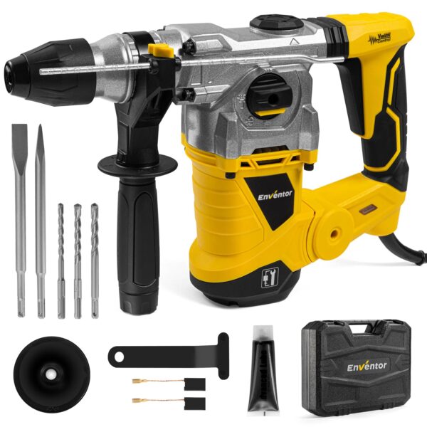 Enventor Bohrhammer 1500W SDS-Plus mit 4 Funktionen – Professionelle Schlagbohrmaschine