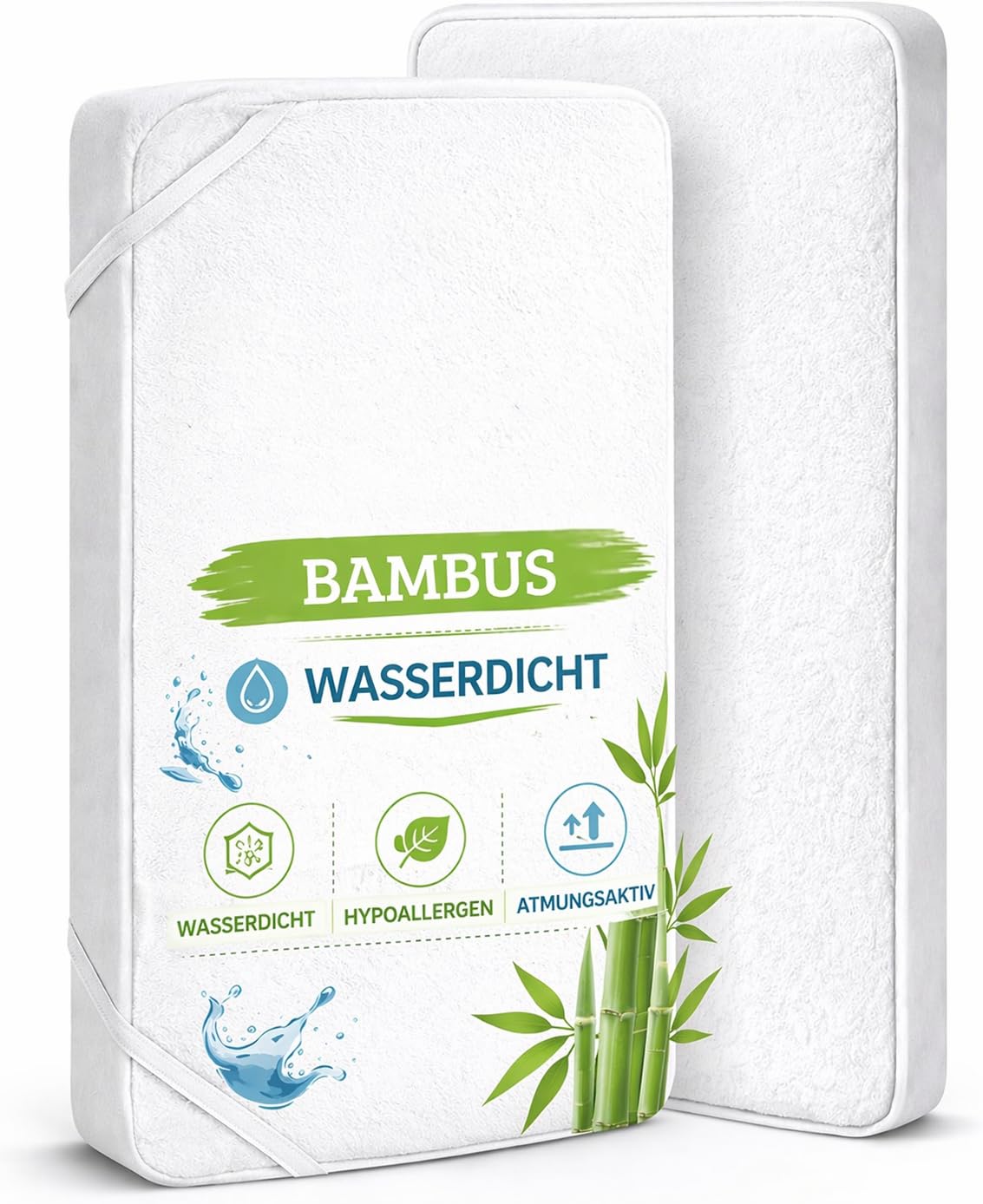 FlyIdeas Wasserdichter Matratzenschoner 90x55 cm (2 Stk.) – Zertifizierter Bambus für Babybetten