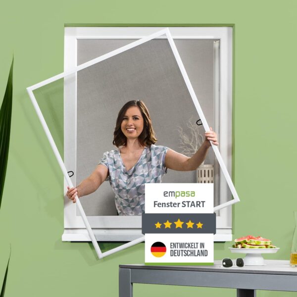 empasa Fliegengitter Fenster 120x140 cm START – Insektenschutz Selbstbausatz Weiss
