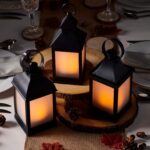Lights4fun 3er Set LED Laternen Schwarz mit Flammeneffekt & Timer – Wetterfeste Gartendeko – Bild 3