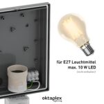 Oktaplex Alto Edelstahl Außenleuchte mit Bewegungsmelder IP44 – 7m Reichweite – Bild 3