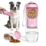 Liphier Hundetrinkflasche 350ml 2-in-1 mit Futterbehälter – Lecksicher für Wandern & Reisen