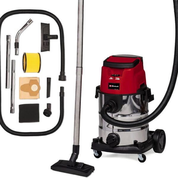 Einhell Akku-Nass-Trockensauger TE-VC 36/25 Li S-Solo – 25L Edelstahlbehälter, Power X-Change