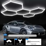 DIKHEE Garagenlampe LED 192W 6500K Sechseck – Verformbare Werkstatt Deckenleuchte für Garage & Lager – Bild 7