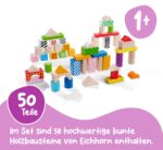 Eichhorn Holzbausteine 50er Set – Bunte Bauklötze aus Birkenholz für Babys ab 12 Monaten – Bild 3