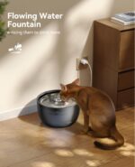 FEELNEEDY 3L Katzenbrunnen mit Edelstahlschale – leiser Wasserbrunnen für Katzen – Bild 2