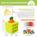 hahaland 6-in-1 Silikon Tissue Box – Montessori Motorikspielzeug für Babys ab 6 Monaten – Bild 2