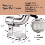 TK Tartle Kitchen Eismaschine 440 lb/h – Profi Schneekonus-Maschine mit Edelstahl & Dual-Blades – Bild 2