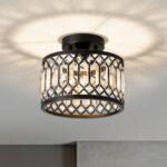 Vikaey Kristall Deckenlampe Schwarz Ø23cm – Moderner Kronleuchter mit E27 Fassung – Bild 9