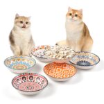 6er Katzen-Napfset Keramik mit Boho-Muster – Flacher Futternapf für Nass- & Trockenfutter
