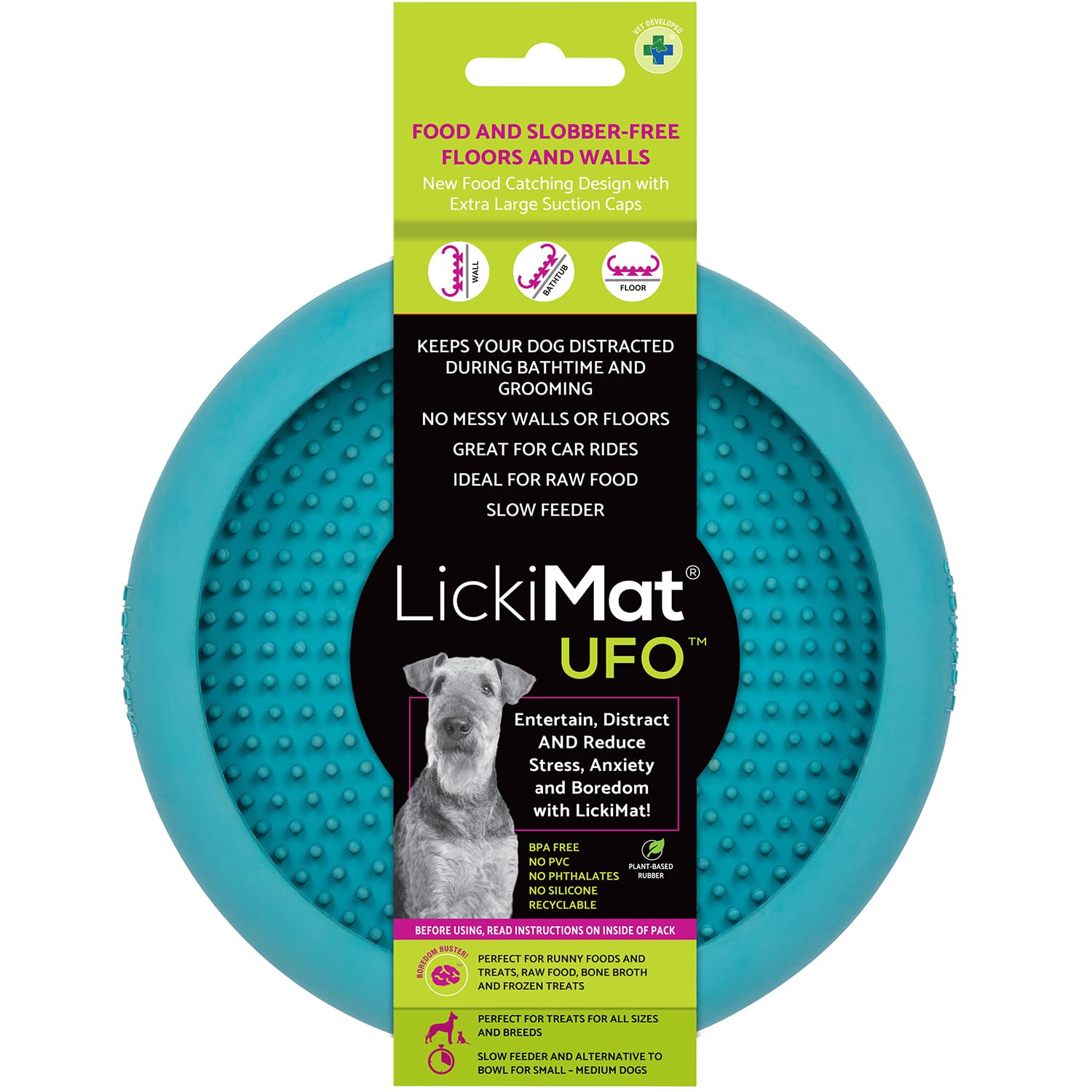 LickiMat UFO Leckmatte – Naturkautschuk Ablenker für Baden & Fellpflege