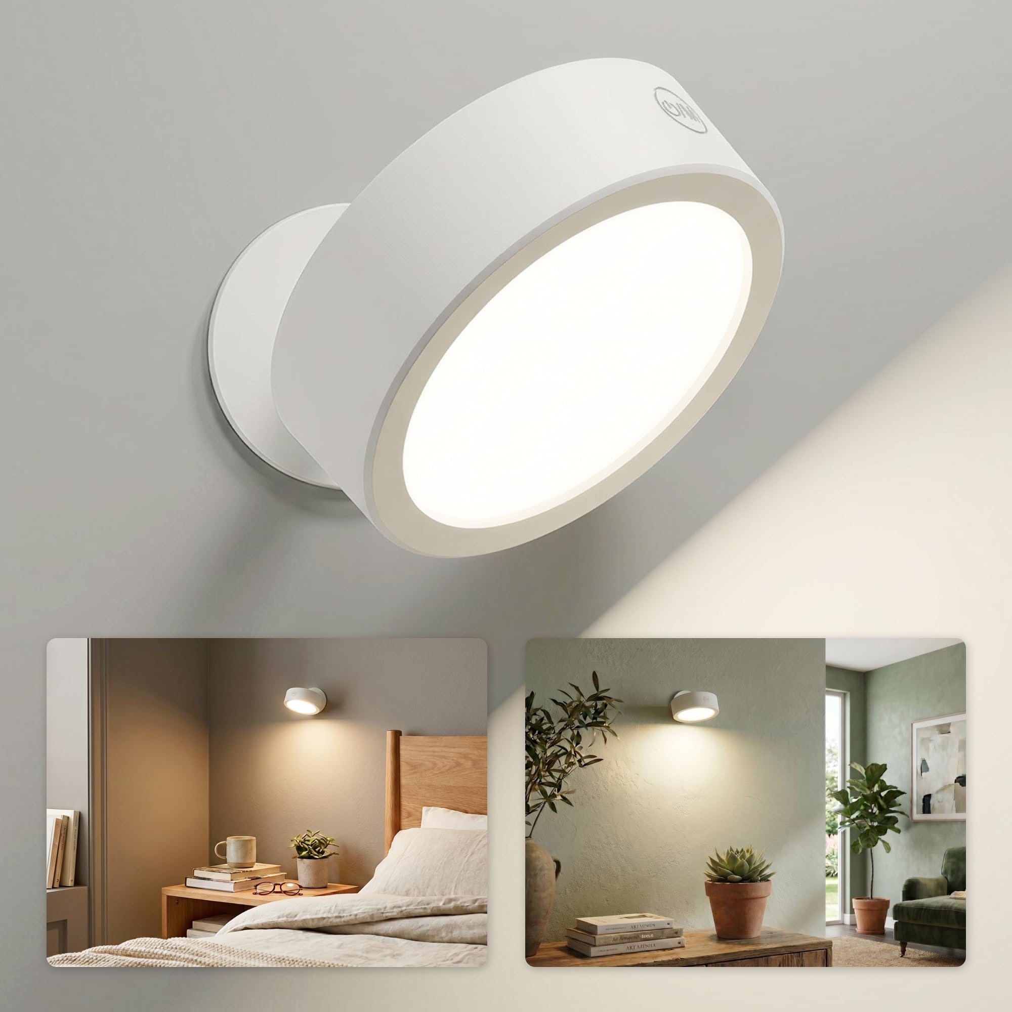 EZVALO Akku-Wandleuchte mit Fernbedienung – 360° drehbar, 3 Farbmodi, USB-C aufladbar