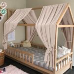 HOTUT Hausbett Himmel 62x270cm aus 100% Baumwolle Musselin – Betthimmel Set für Kinderbett