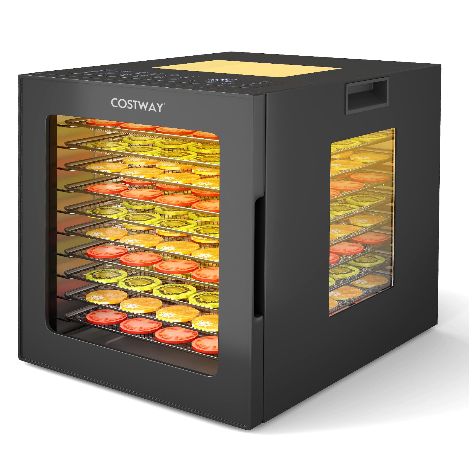 COSTWAY 850W Dörrautomat mit 10 Edelstahl-Schalen – Lebensmittel-Trockner für Obst, Gemüse & Fleisch