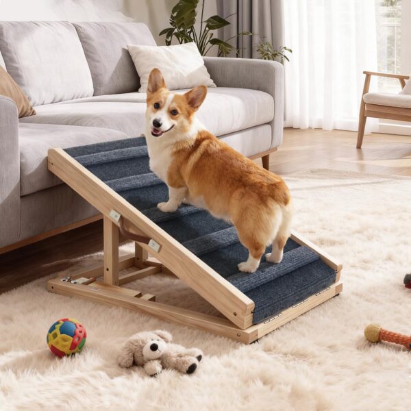 TUKAILAI Hunderampe Holz klappbar, höhenverstellbar 30–40 cm – bis 40 kg