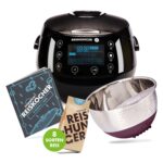 Reishunger Digitaler Reiskocher Starter Set Schwarz – 12 Kochmodi mit Zubehör