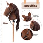 BEJOY Steckenpferd 70 cm mit Plüschmähne – Holzpferd zum Reiten für Kinder – Bild 3