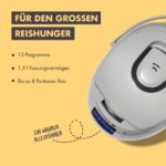 Reishunger Digitaler Reiskocher Starter Set Grau – 12 Kochmodi mit Zubehör & 8 Reissorten – Bild 4