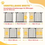 PawHut Türschutzgitter 74–147,5 cm mit 3 Verlängerungen – Hundesicherheitsgitter ohne Bohren – Bild 4