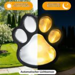 Dhqkqg 6er Set Solar Bodenleuchten mit Pfotenabdruck-Design – Warmweiss Gartenbeleuchtung für Aussen – Bild 4