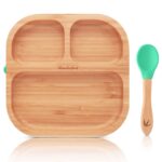bambuskind Kinderteller mit Saugnapf Grün – Nachhaltiges Bambusgeschirr zum Essen lernen