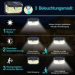 4er Set WELALO Solarleuchten mit Bewegungsmelder – 188 LED, 270° Weitwinkel, IP65 Wasserdicht – Bild 4