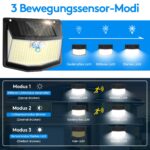 Solar-Wandleuchte mit Bewegungsmelder 248 LEDs – IP65 Sicherheitsstrahler für Garten & Garage – Bild 3
