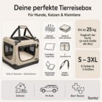 lionto Hundetransportbox 50x34x36 cm – Faltbar mit Liegekissen für Hunde & Katzen bis 10 kg – Bild 6