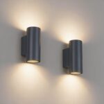Klighten 2er Set Wandleuchte GU10 IP65 – Anthrazit Aussenleuchte mit Up-Down Design