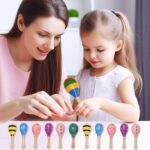 behone Mini Holz Maracas 12er Set – Farbenfrohe Holzrasseln für Kinder & Schulen – Bild 7