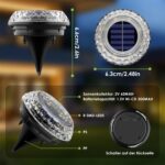 Shuniu 12er Set Solar Bodenleuchten mit 8 LEDs – IP65 Warmweiss Gartenbeleuchtung – Bild 3